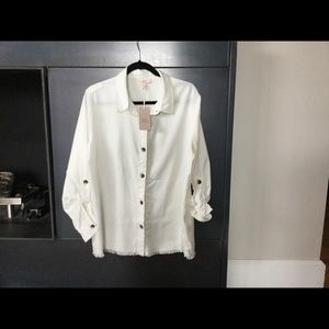 Come vintage cream button down blouse